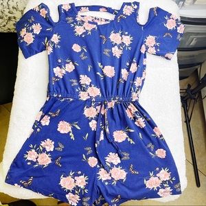 Blue flowered romper GIRLS